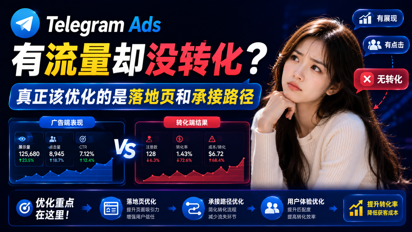 Telegram Ads有流量却没转化？真正该优化的是落地页和承接路径